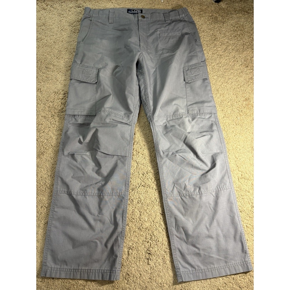 LA Police Gear Tactical Pants Men 36x31‎ Gray Cargo Pockets Reinforced Knees
